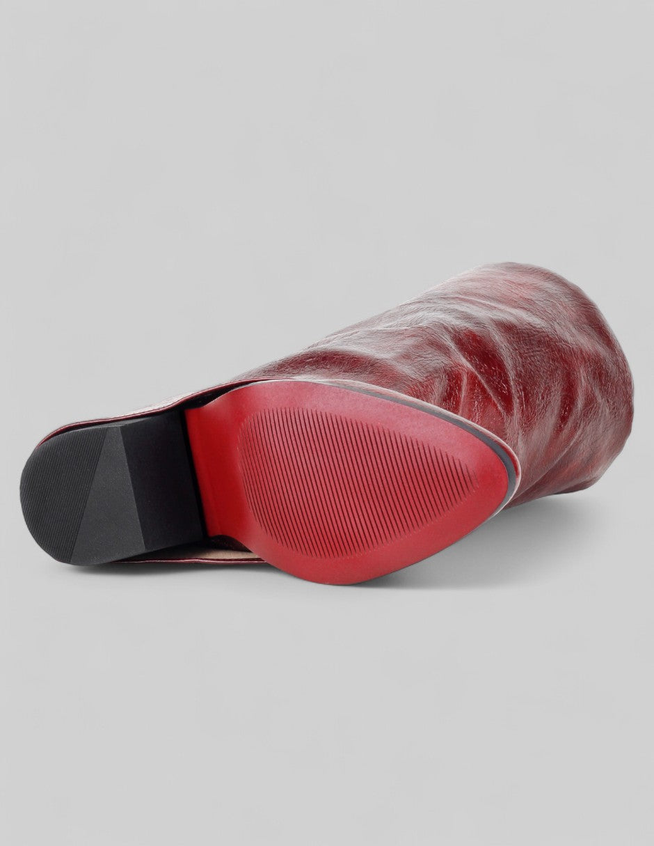 Botas altas Fold en Piel vegana – Rojo