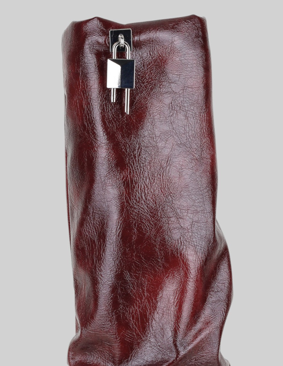 Botas altas Fold en Piel vegana – Rojo