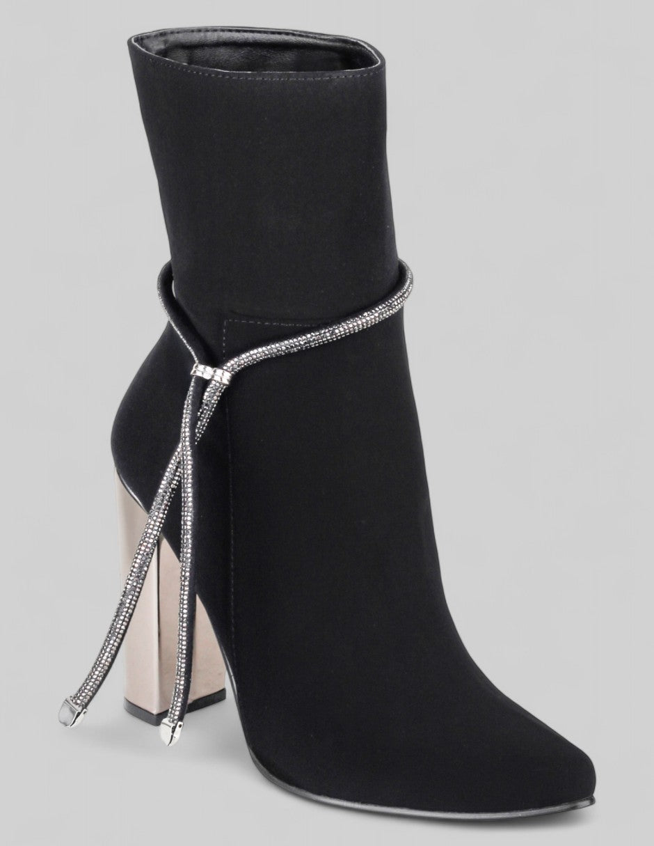 Botín con tacón Glowm en Textil – Negro