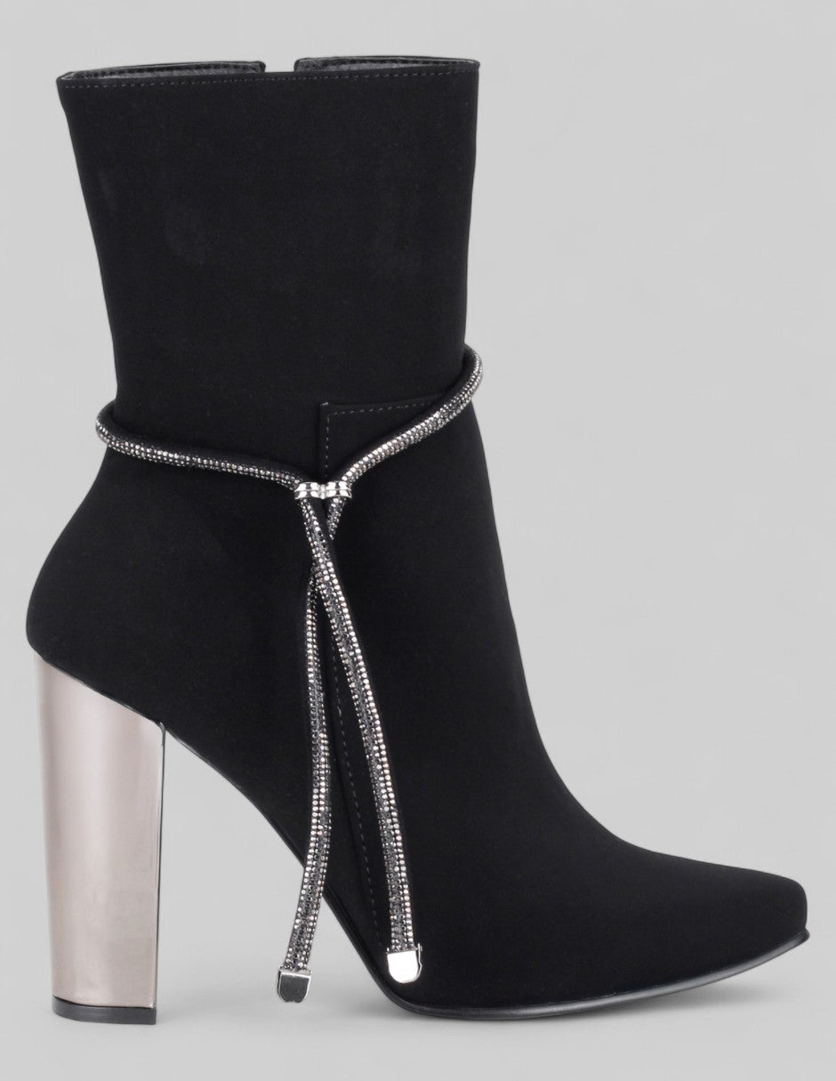 Botín con tacón Glowm en Textil – Negro