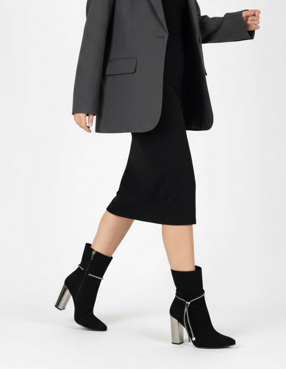 Botín con tacón Glowm en Textil – Negro