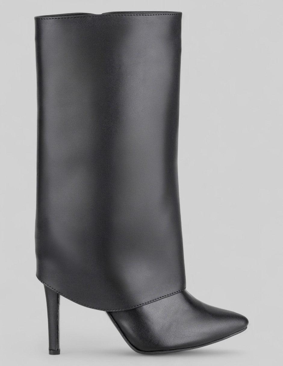 Botas altas Fold en Piel vegana – Negro