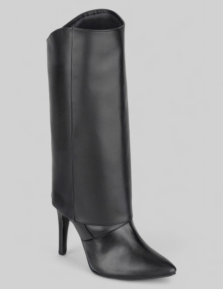 Botas altas Fold en Piel vegana – Negro