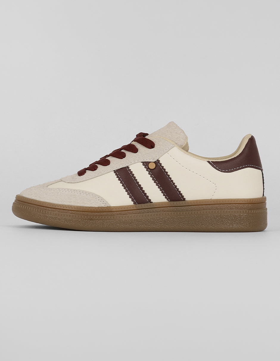 Tenis con cordones Exterior Piel vegana Color Latte Para Mujer De RBCOLLECTION