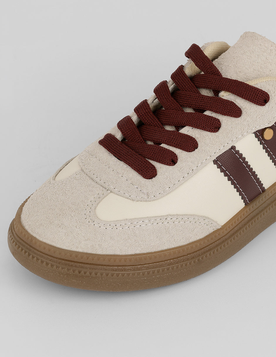 Tenis con cordones Torino en Piel vegana – Latte