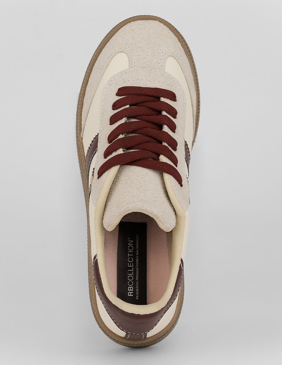 Tenis con cordones Torino en Piel vegana – Latte