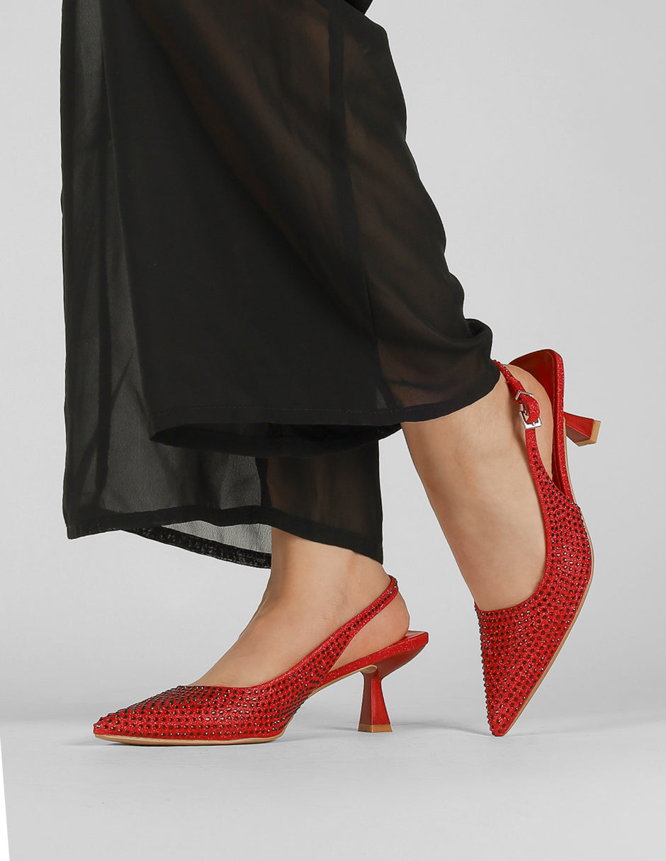 Zapatillas Slingback en Sintético – Rojo