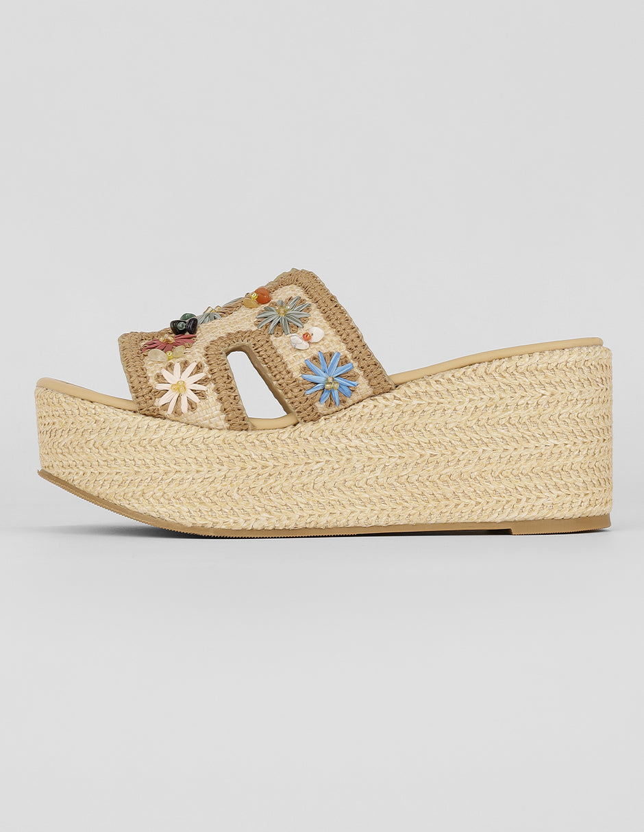 Sandalias con plataforma Exterior Textil Color Beige Para Mujer De RBCOLLECTION