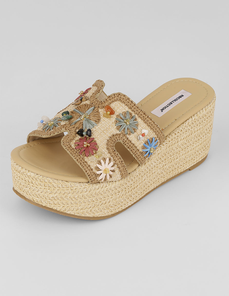 Sandalias con plataforma Naia en Textil – Beige