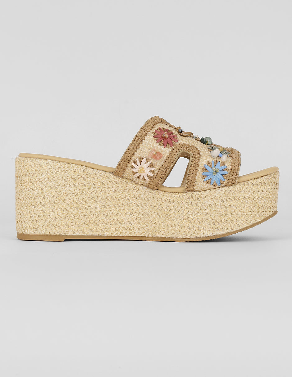 Sandalias con plataforma Naia en Textil – Beige