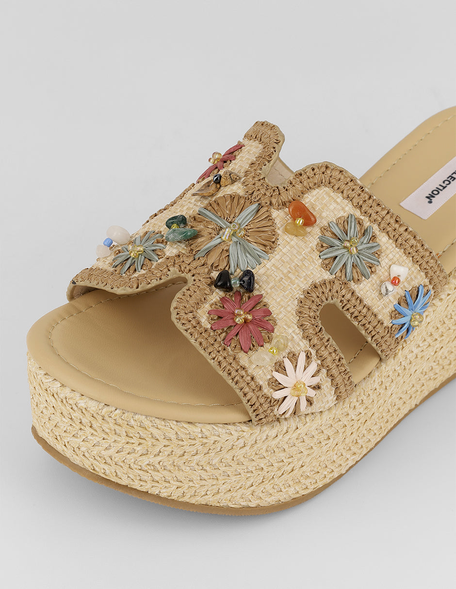 Sandalias con plataforma Naia en Textil – Beige