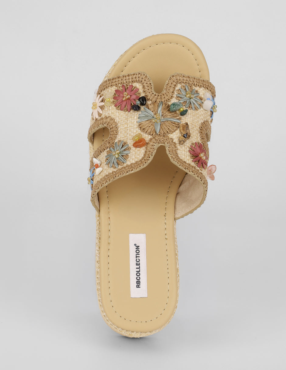 Sandalias con plataforma Naia en Textil – Beige