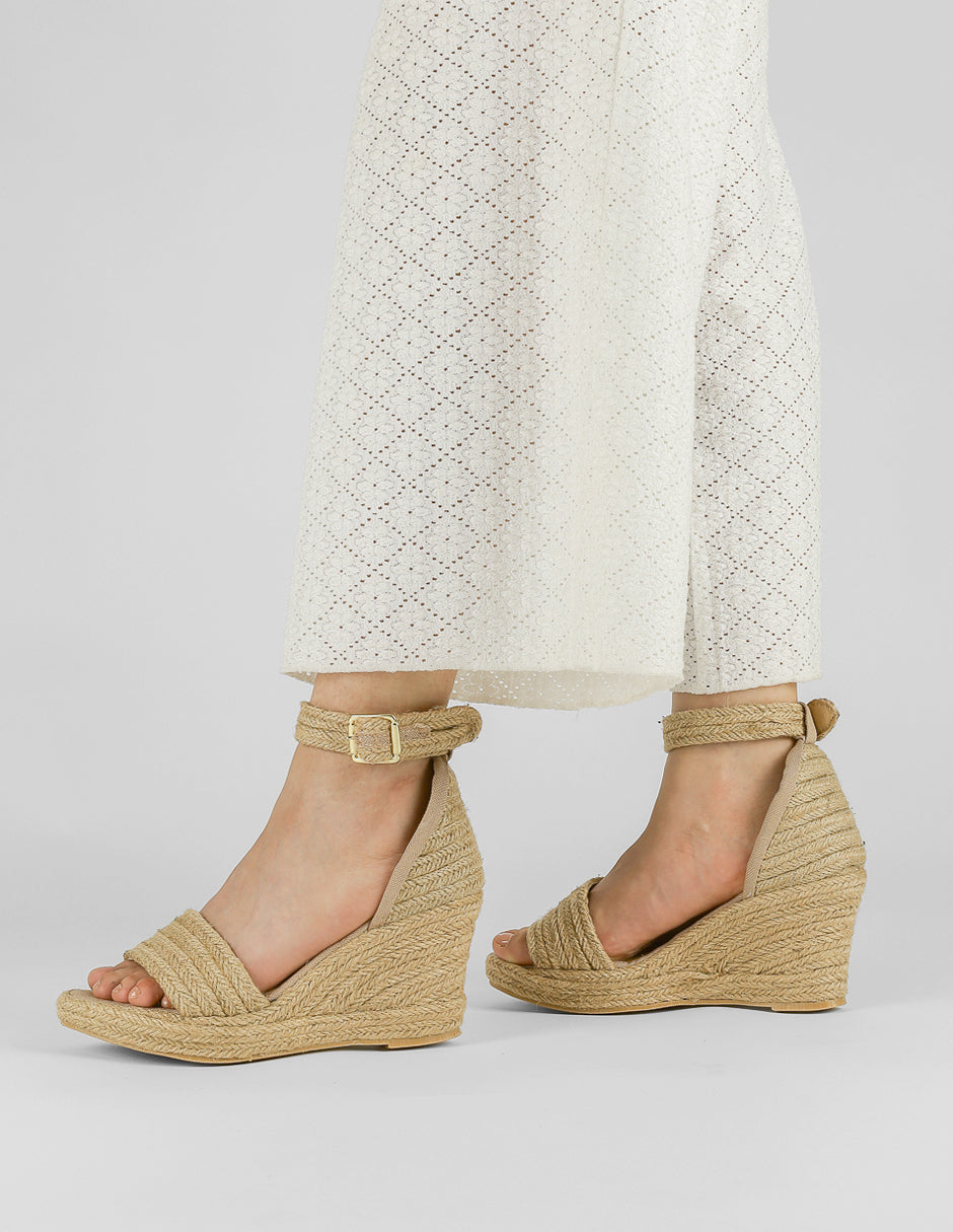 Sandalias con plataforma Capri en Textil – Beige