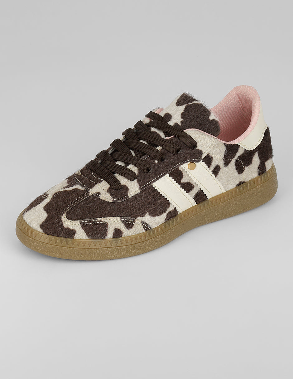 Tenis con cordones Jolene en Textil – Café