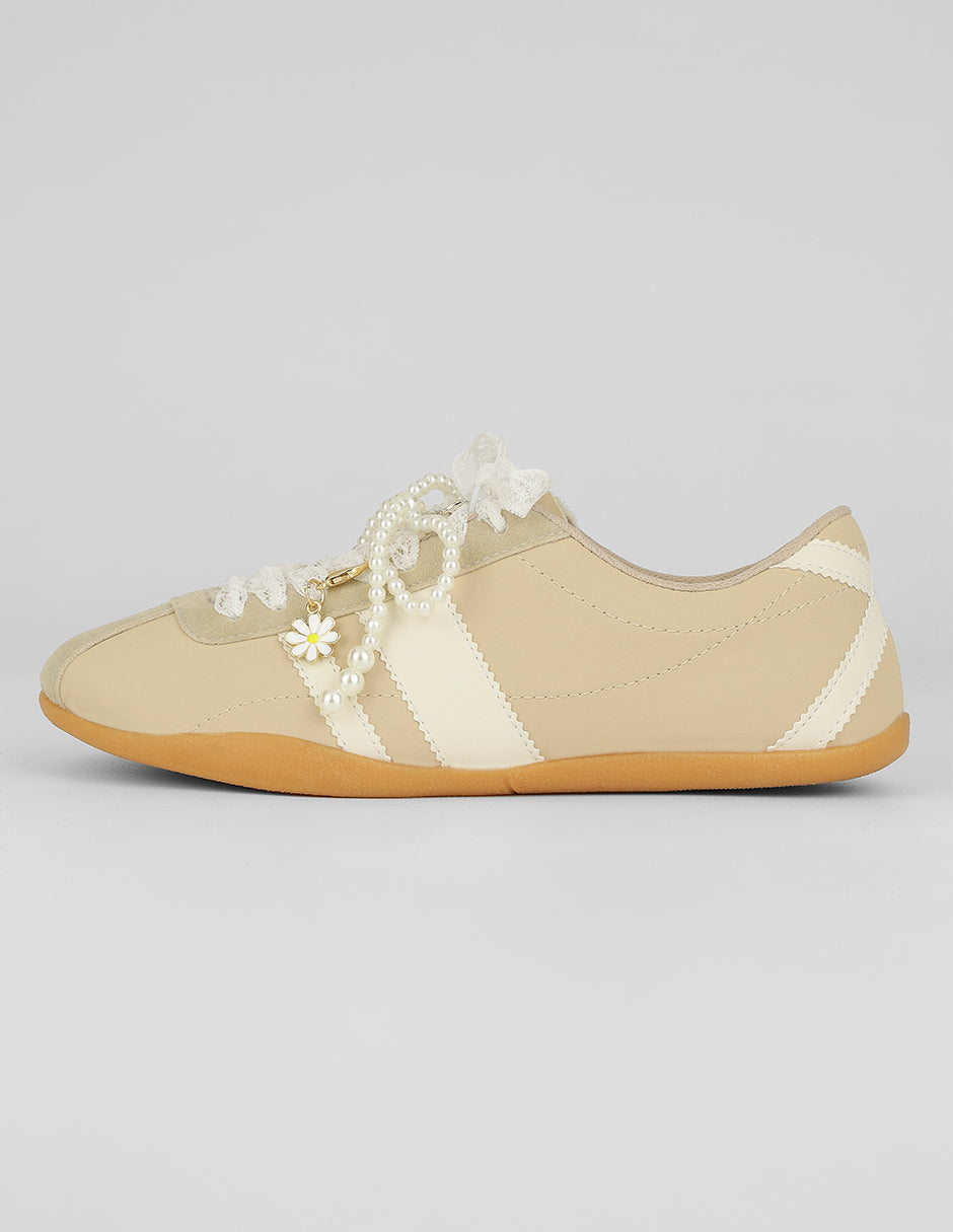 Tenis con cordones Exterior Piel vegana Color Beige Para Mujer De RBCOLLECTION