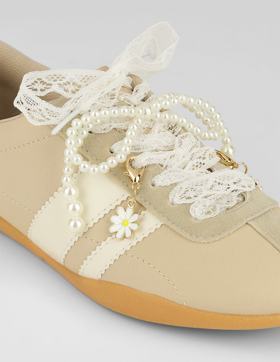Tenis con cordones  Ballet en Piel vegana – Beige