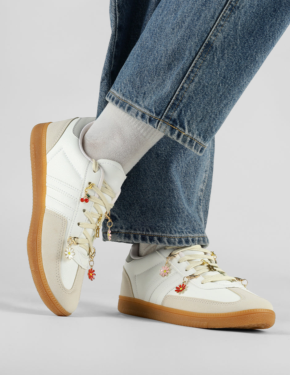 Tenis con cordones  Vanilla en Piel vegana – Blanco