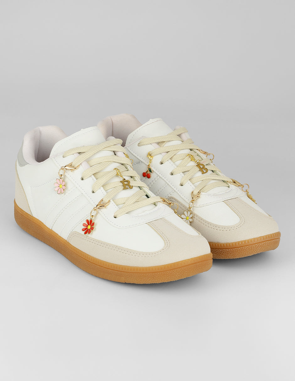 Tenis con cordones  Vanilla en Piel vegana – Blanco