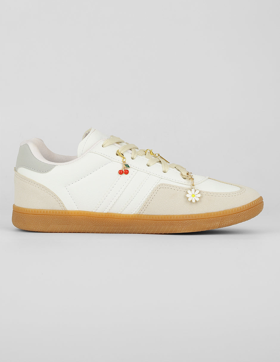 Tenis con cordones  Vanilla en Piel vegana – Blanco