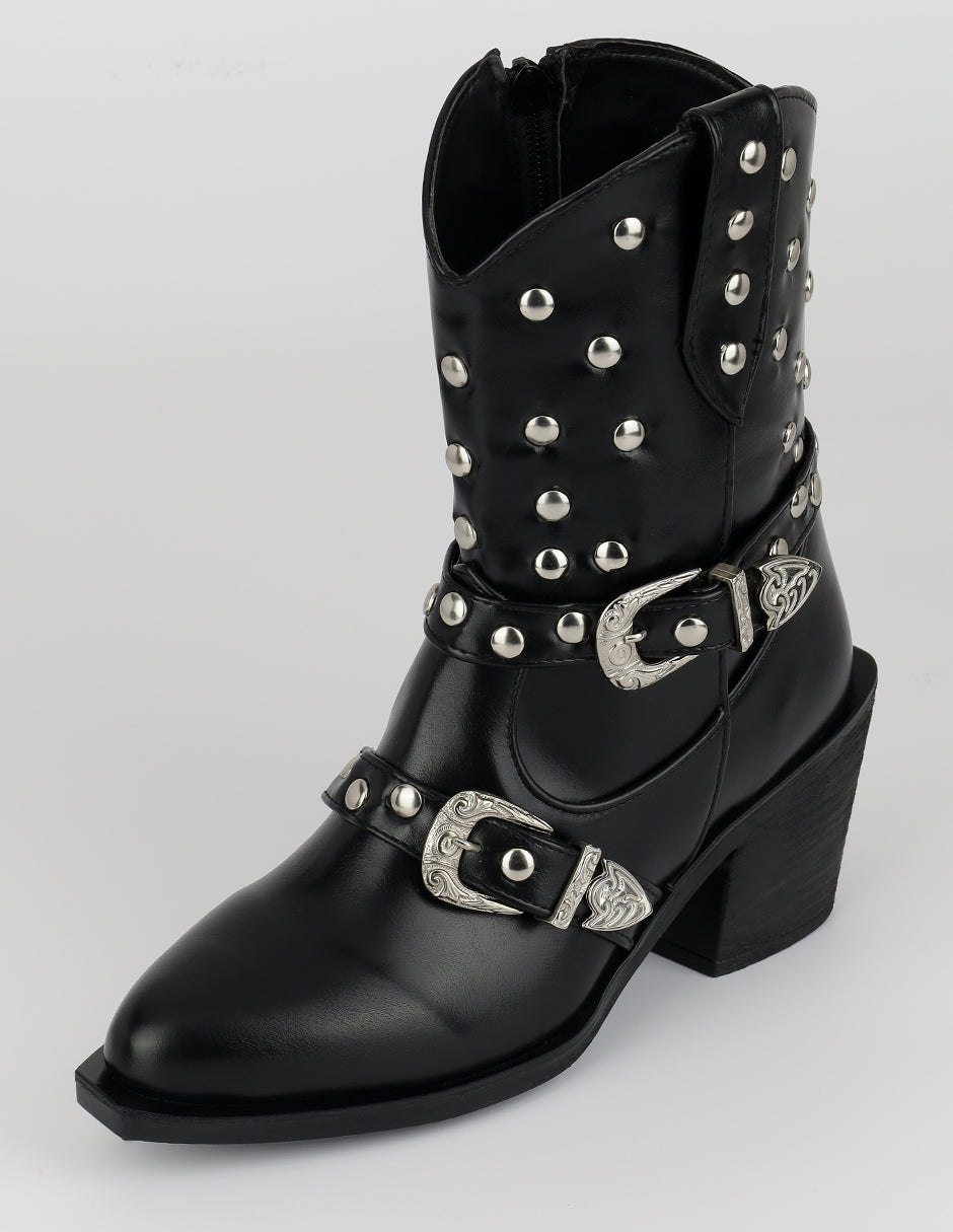 Botas tipo western Harlow en Piel vegana – Negro
