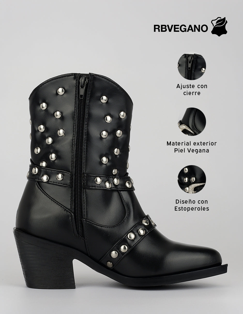 Botas tipo western Harlow en Piel vegana – Negro