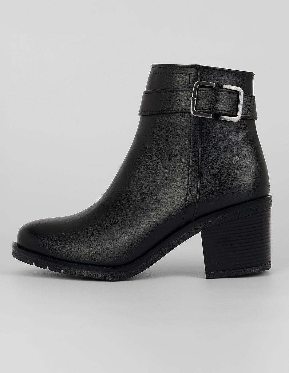 Botín con tacón Exterior Piel vegana Color Negro Para Mujer De RBCOLLECTION