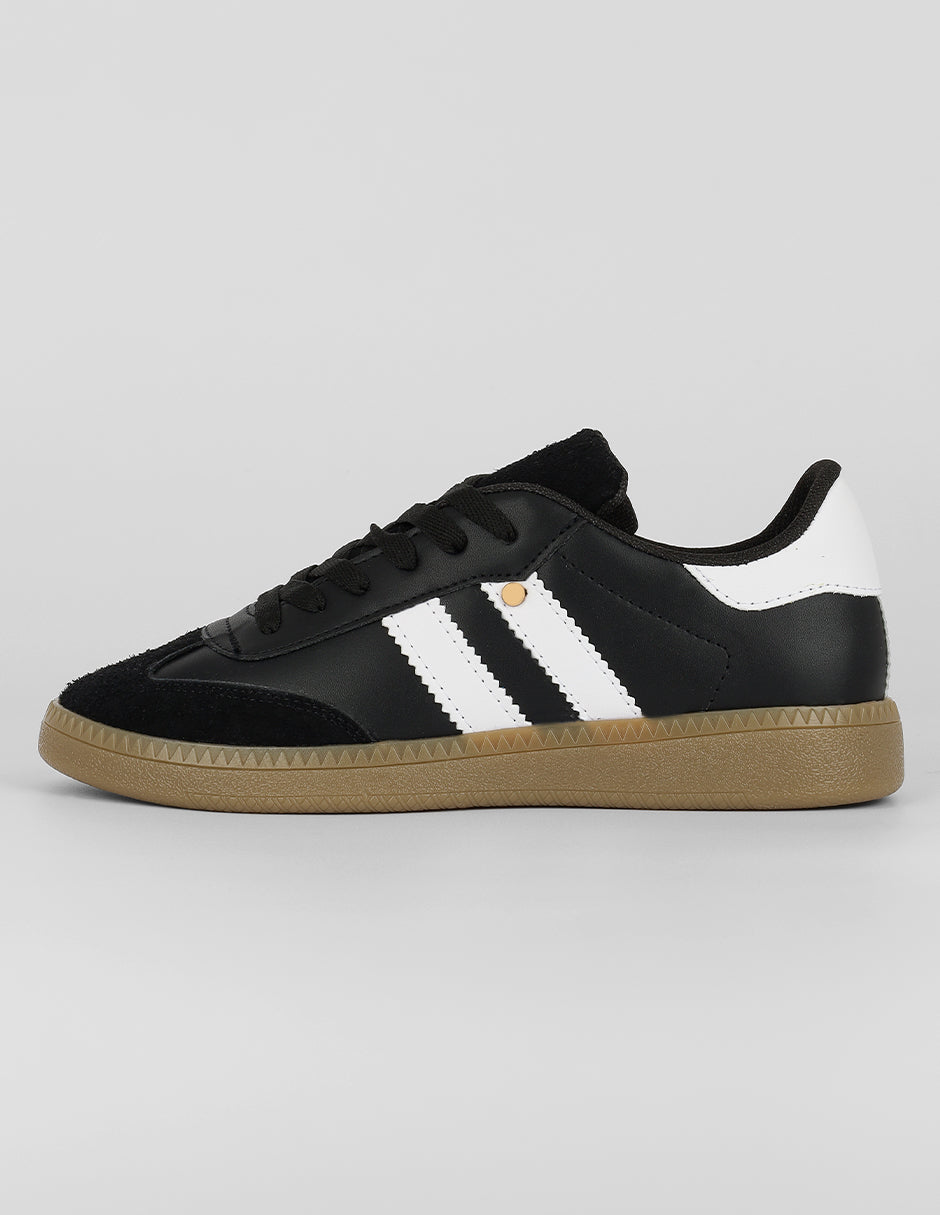 Tenis con cordones  Verona en Piel vegana – Negro
