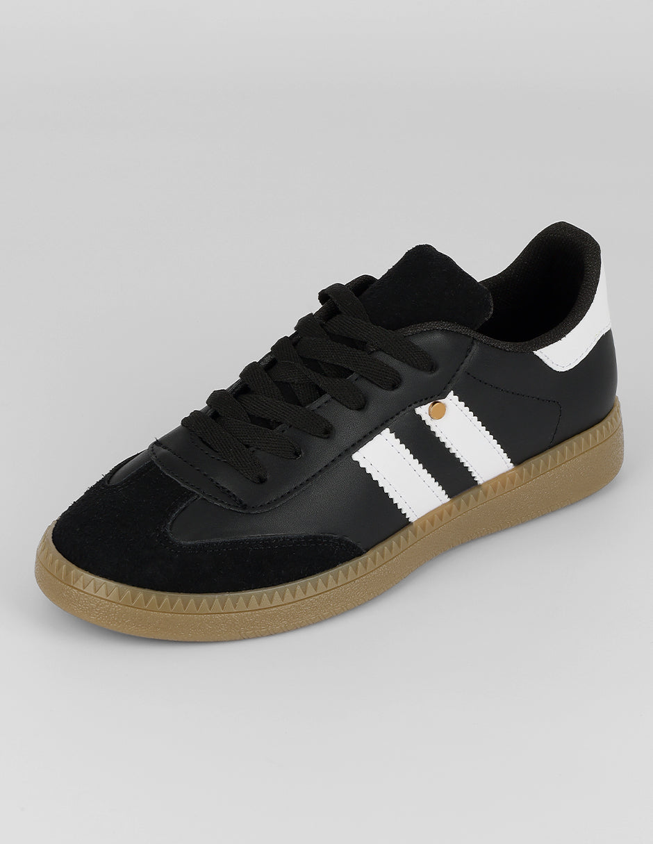 Tenis con cordones  Verona en Piel vegana – Negro