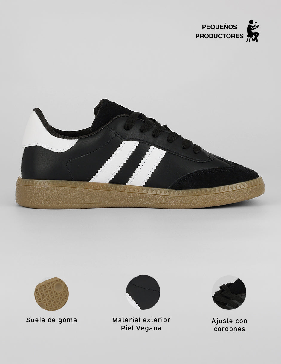 Tenis con cordones  Verona en Piel vegana – Negro