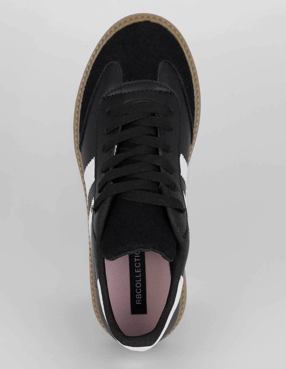 Tenis con cordones  Verona en Piel vegana – Negro