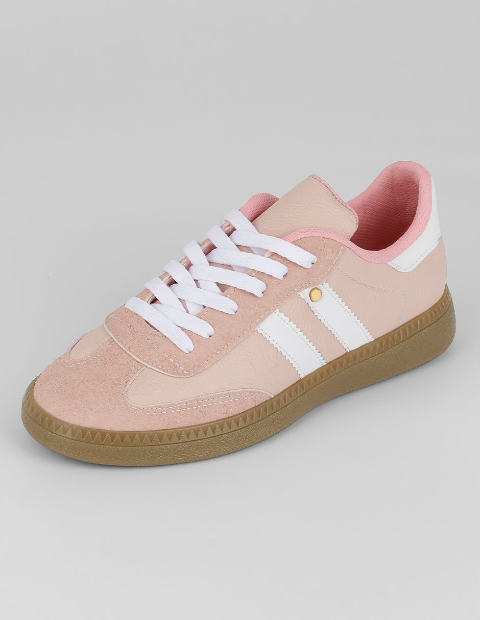 Tenis con cordones  Verona en Piel vegana – Rosa