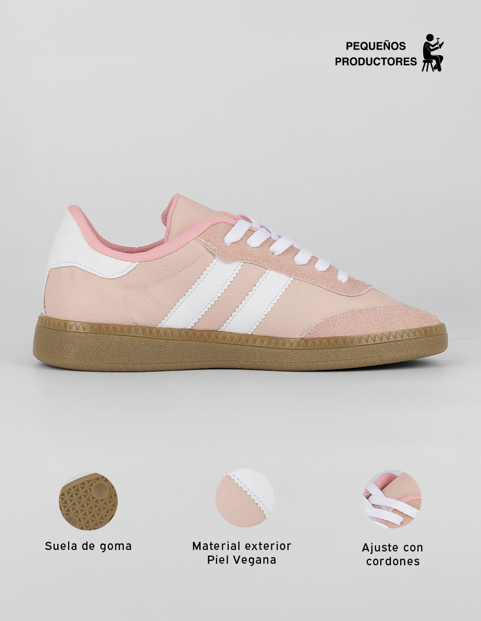 Tenis con cordones  Verona en Piel vegana – Rosa