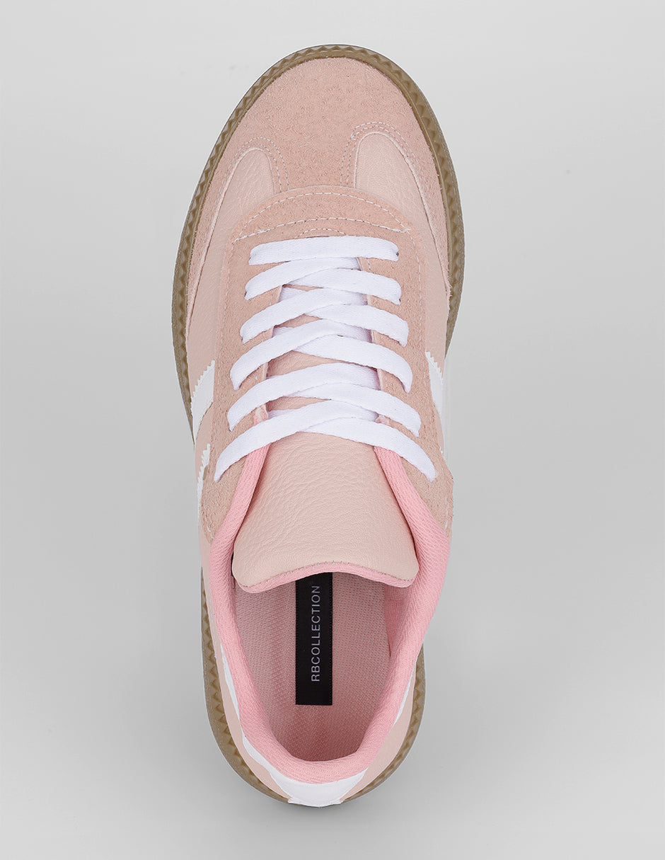 Tenis con cordones  Verona en Piel vegana – Rosa
