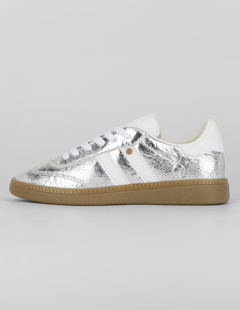 Tenis con cordones  Verona en Sintético – Plata