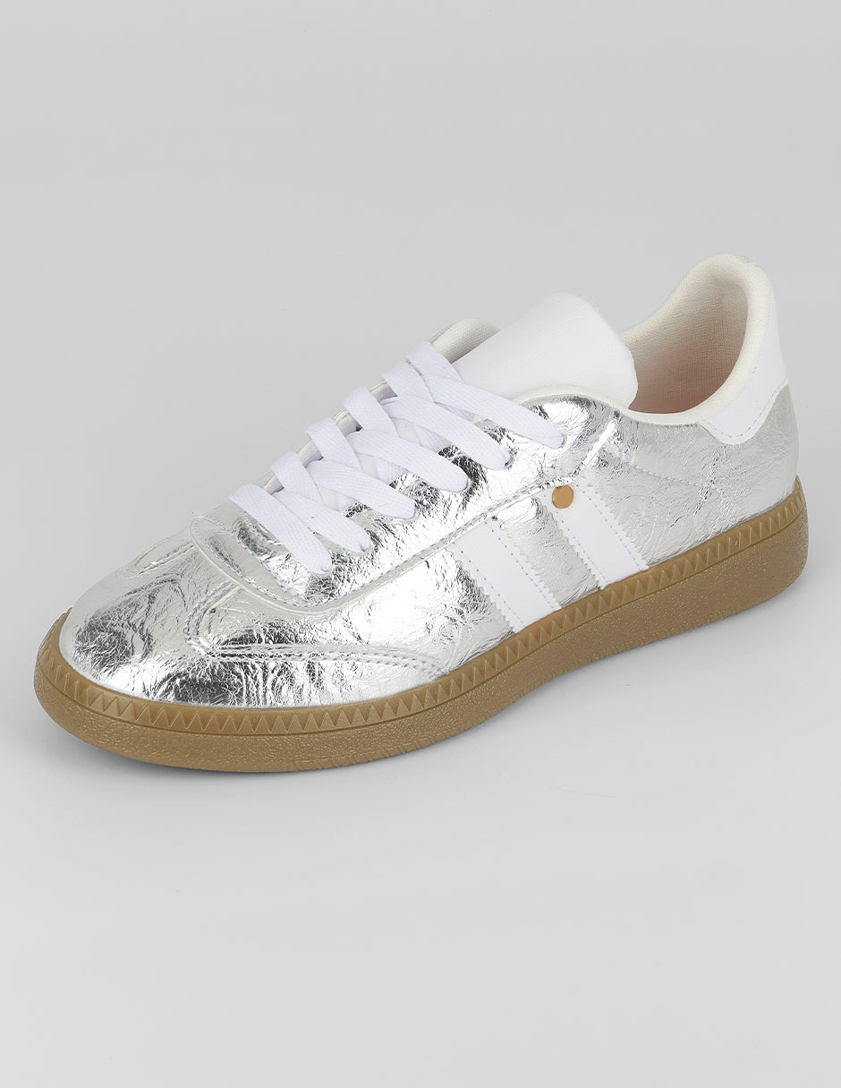 Tenis con cordones  Verona en Sintético – Plata