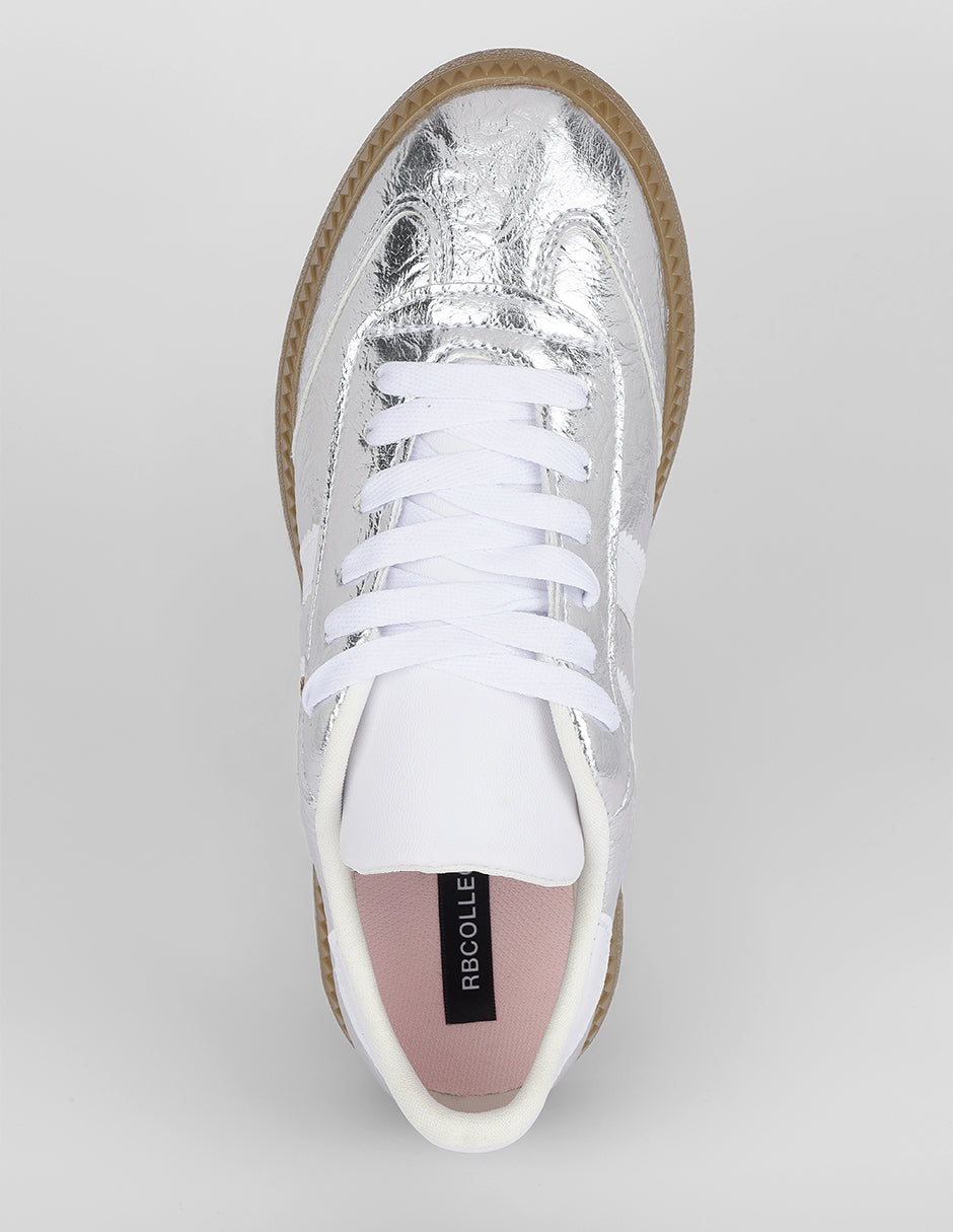 Tenis con cordones  Verona en Sintético – Plata