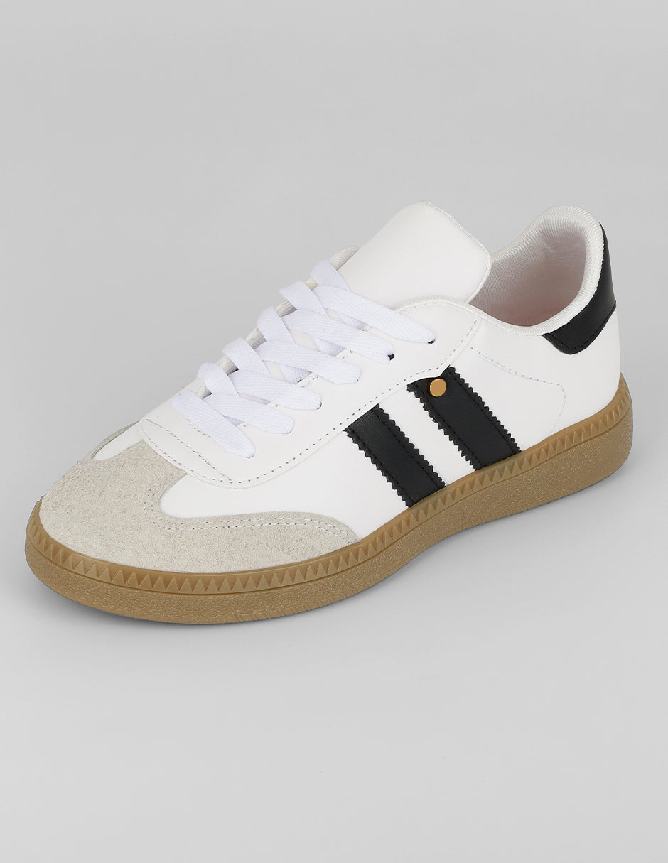 Tenis con cordones  Verona en Piel vegana – Blanco