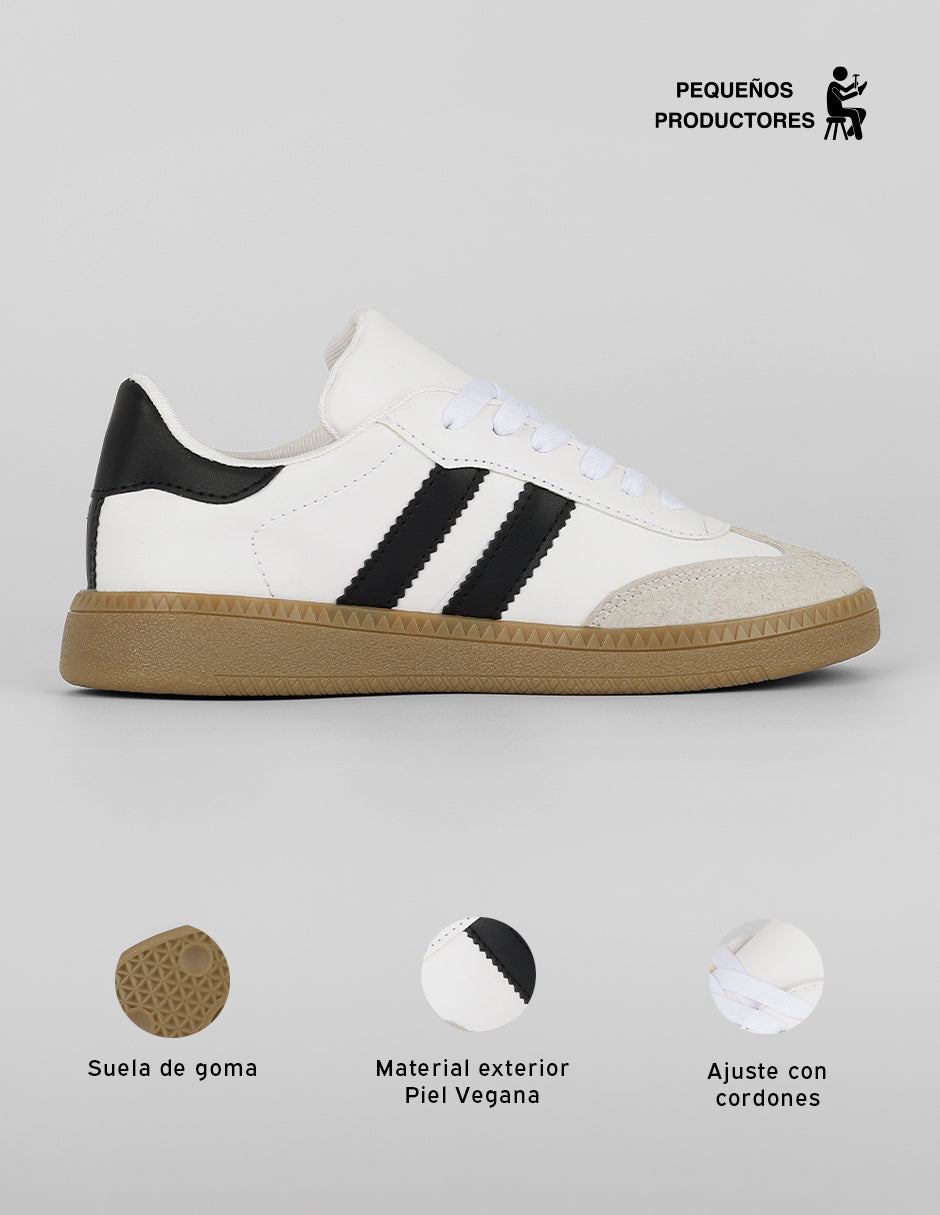 Tenis con cordones  Verona en Piel vegana – Blanco