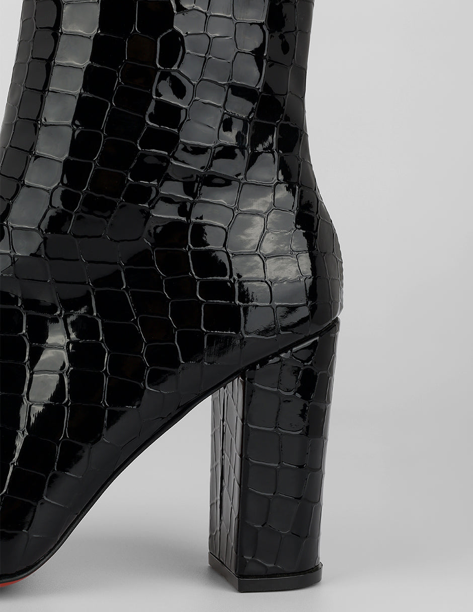 Botín con tacón Sienna en Charol – Negro