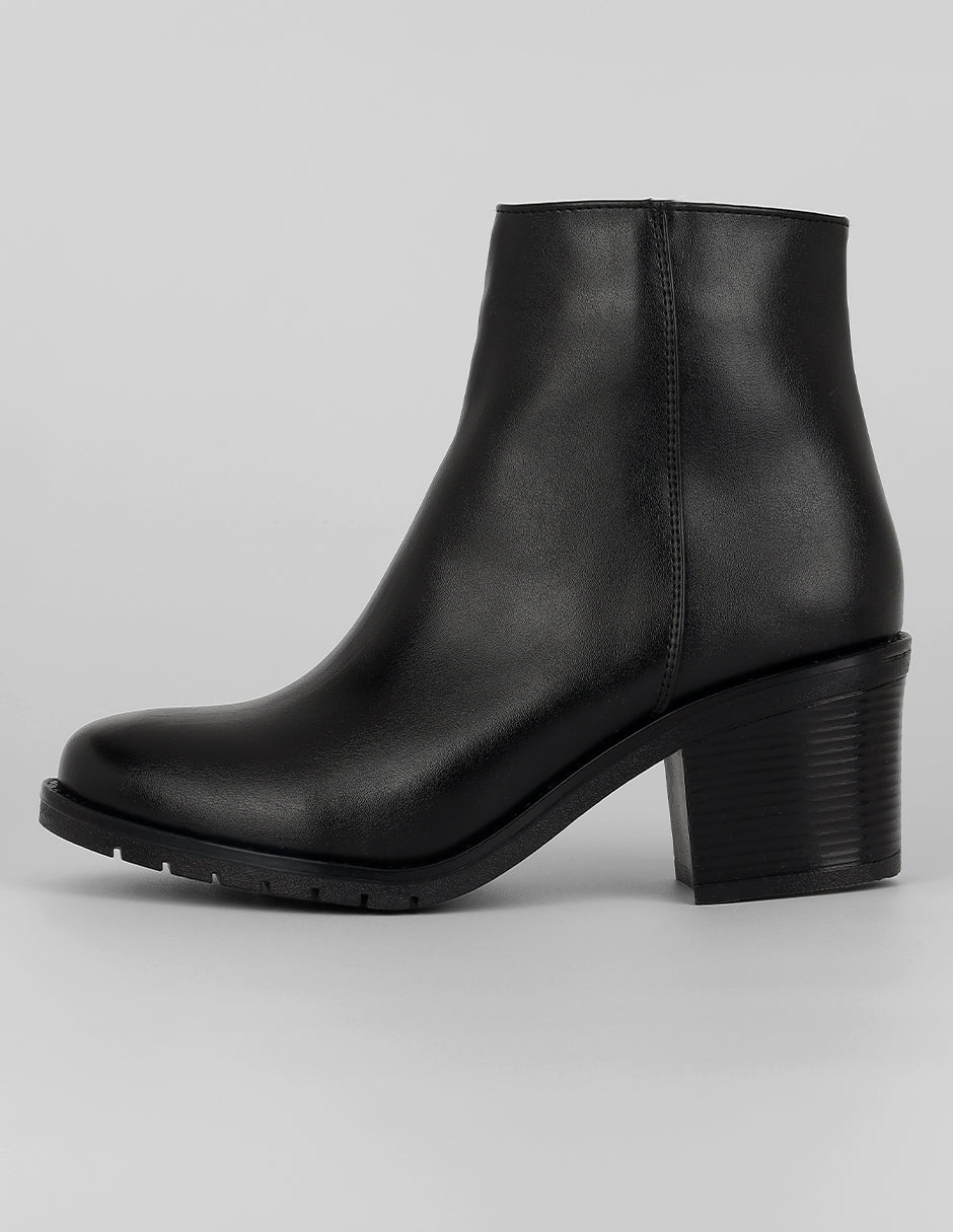 Botín con tacón Exterior Piel vegana Color Negro Para Mujer De RBCOLLECTION