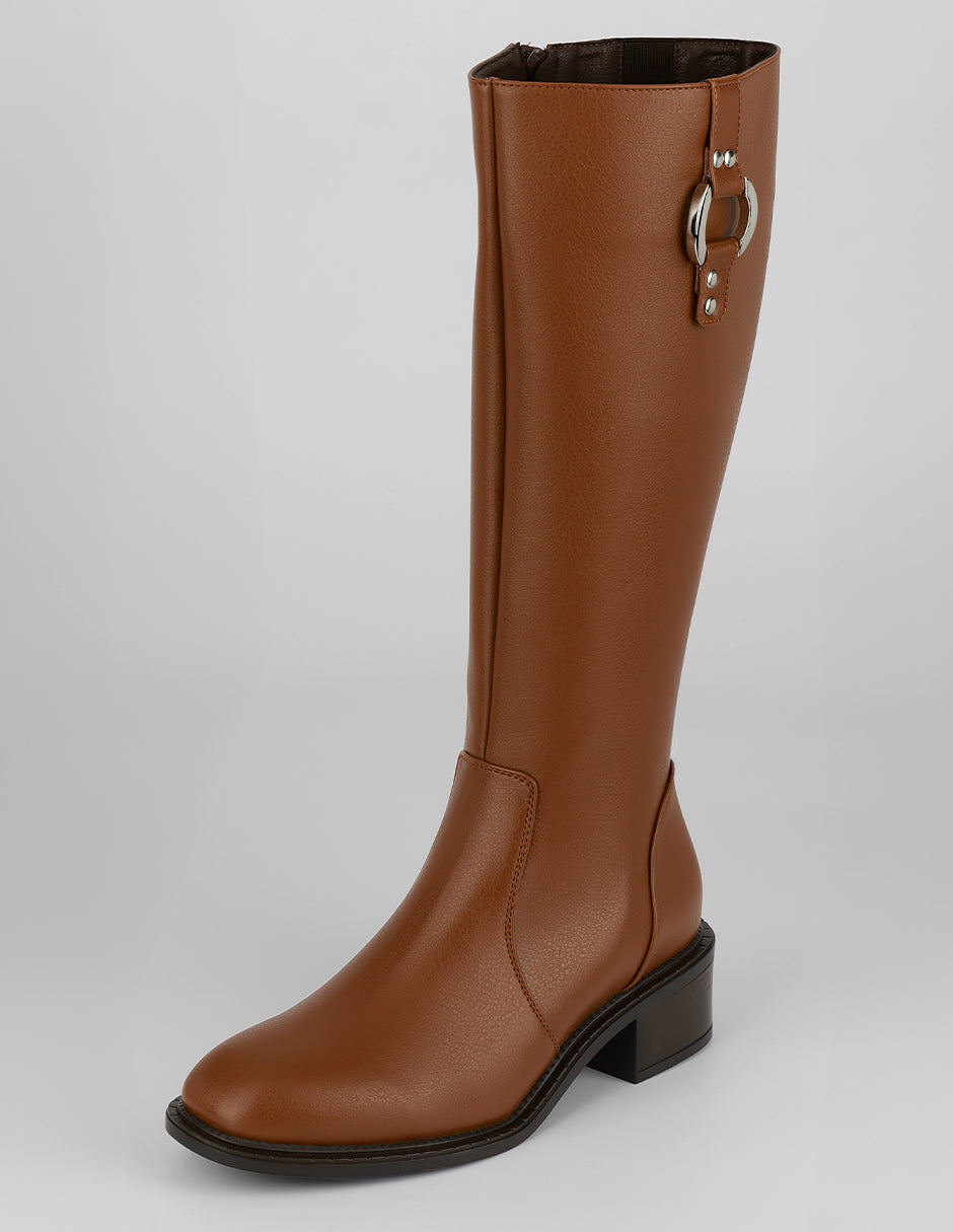 Botas altas Camille en Piel vegana – Café