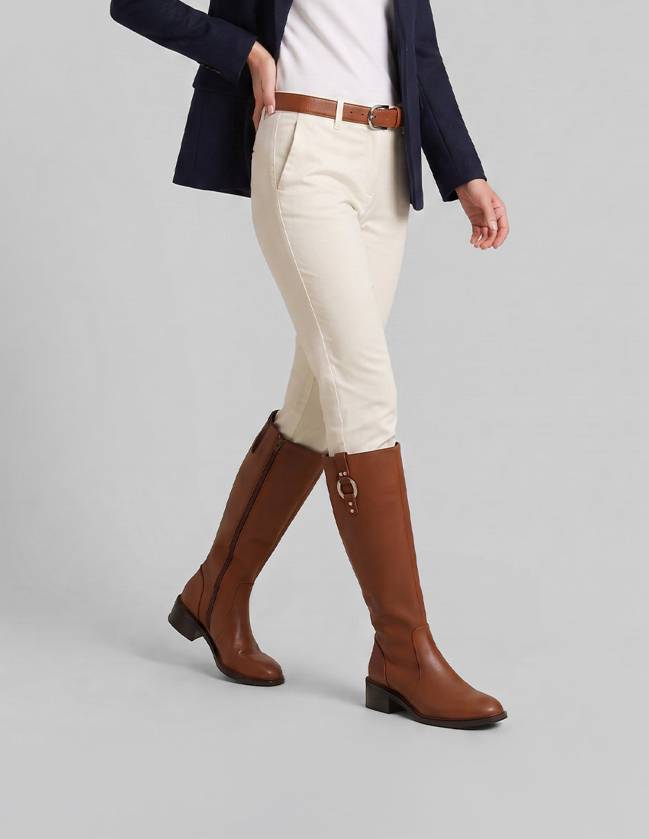 Botas altas Camille en Piel vegana – Café
