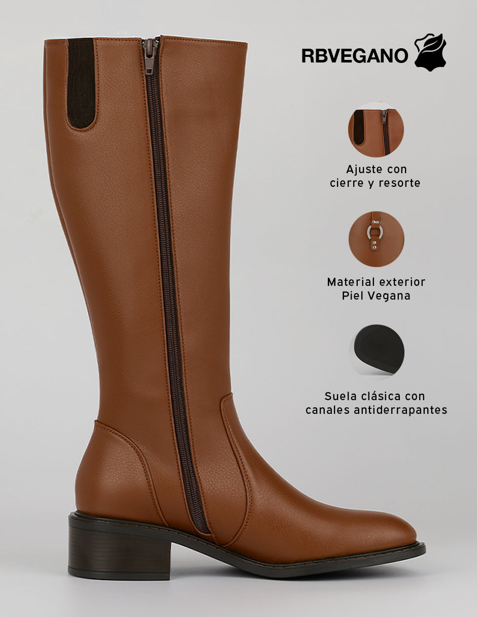 Botas altas Camille en Piel vegana – Café