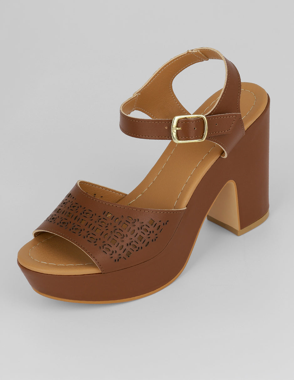 Sandalia con tacón Classy en Sintético – Café