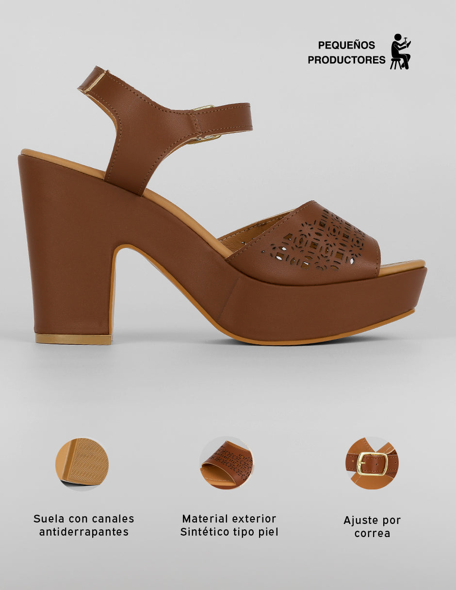 Sandalia con tacón Classy en Sintético – Café