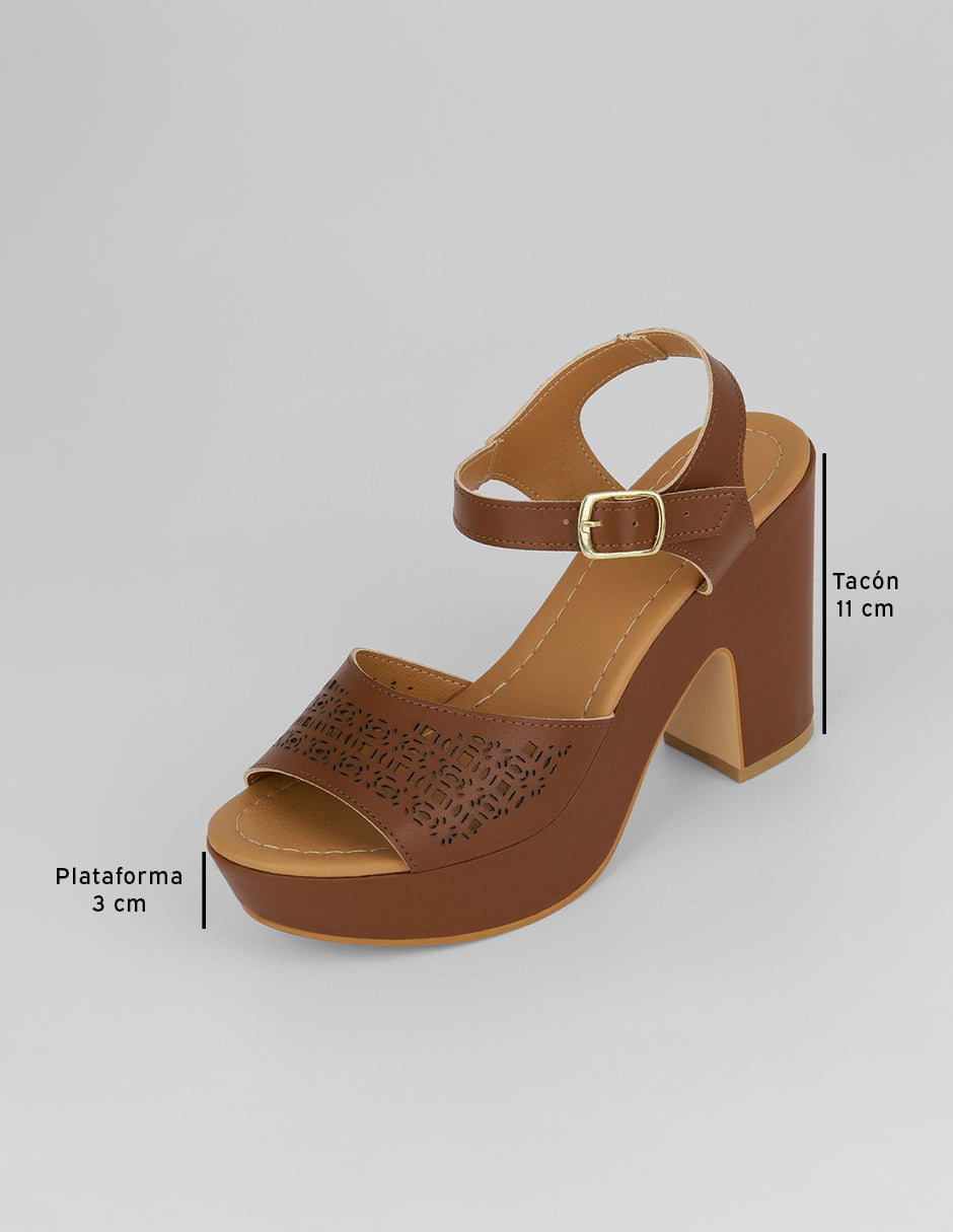 Sandalia con tacón Classy en Sintético – Café