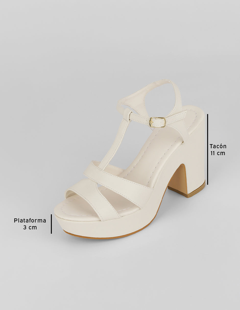 Sandalia con tacón Classy en Sintético – Beige