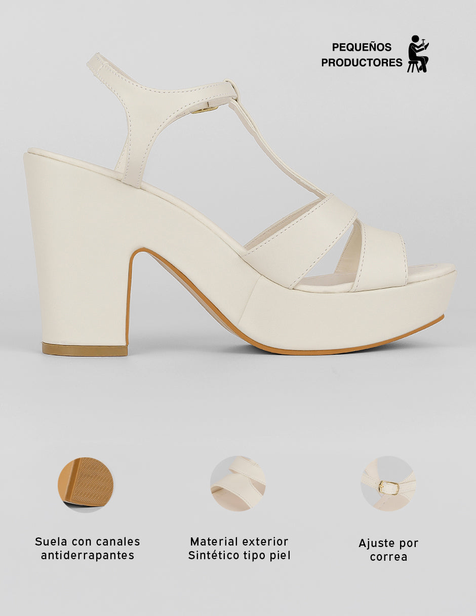 Sandalia con tacón Classy en Sintético – Beige