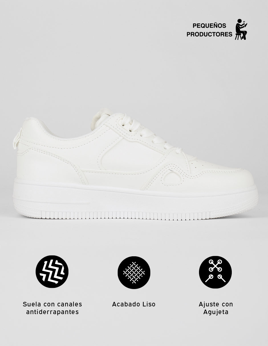Tenis con cordones  Alba  en Sintético – Blanco