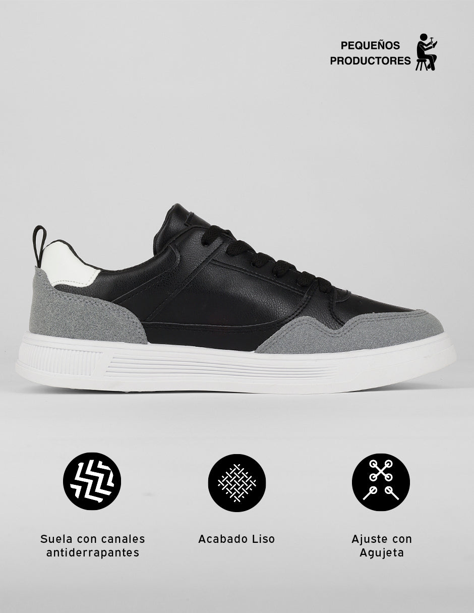 Tenis con cordones Caliza en Sintético – Negro